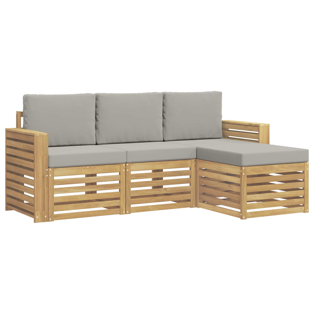 Udendørs sofagruppe 4 pcs Hvid og lysegrå 197,5 x 122,5 x 73 cm