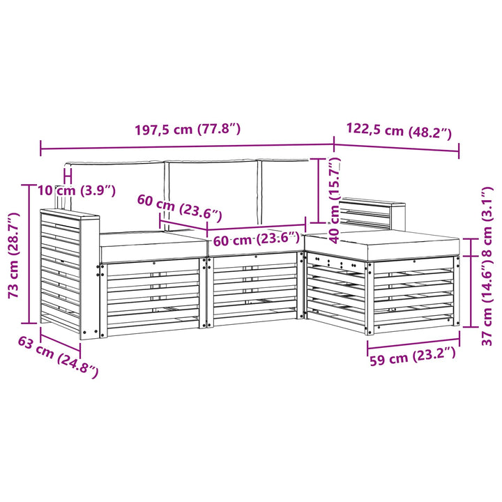 Udendørs sofagruppe 4 pcs Hvid og antracit