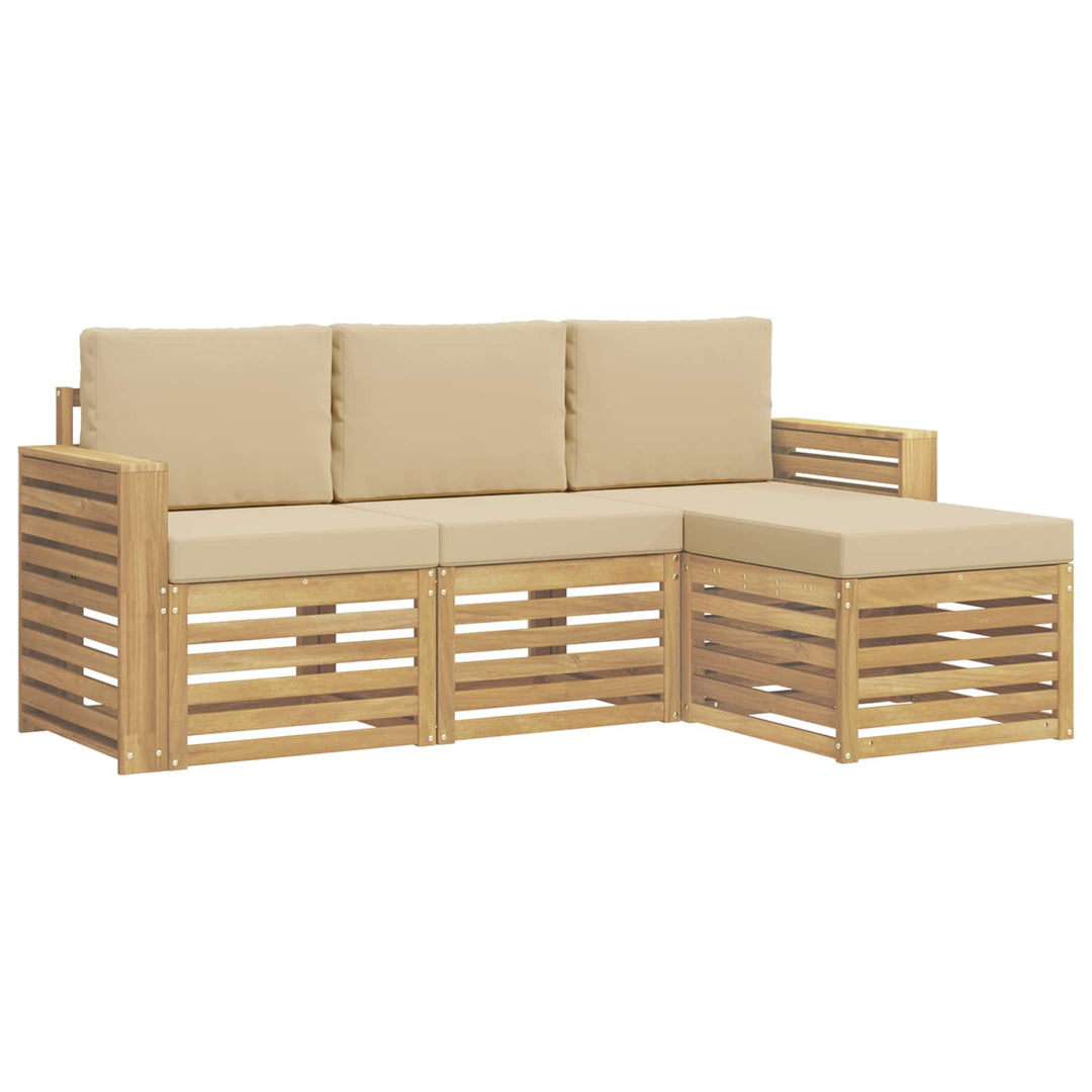 Udendørs sofagruppe 4 pcs Hvid og Beige 197,5 x 122,5 x 73 cm
