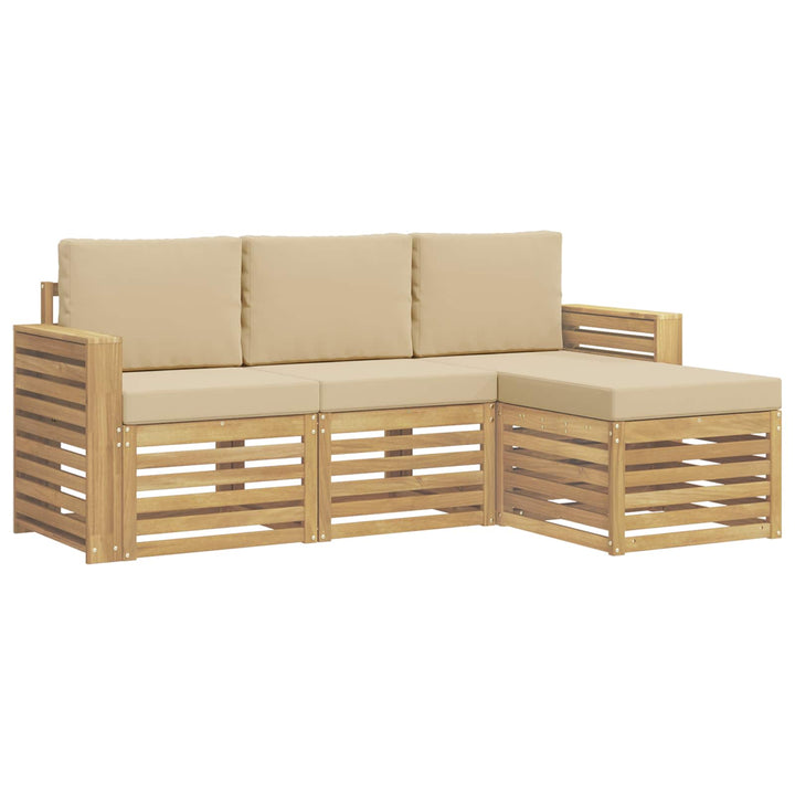 Udendørs sofagruppe 4 pcs Hvid og Beige 197,5 x 122,5 x 73 cm