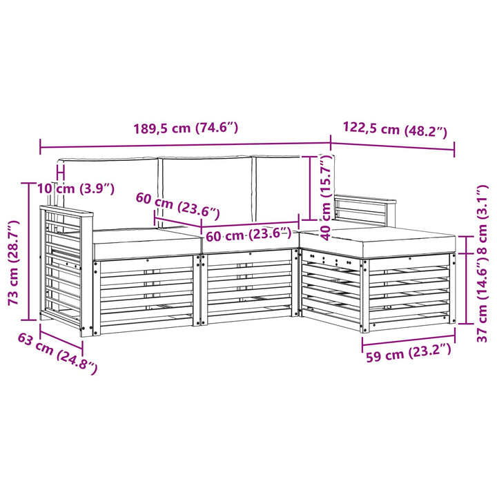 Udendørs sofagruppe 4 pcs Hvid og cremefarvet