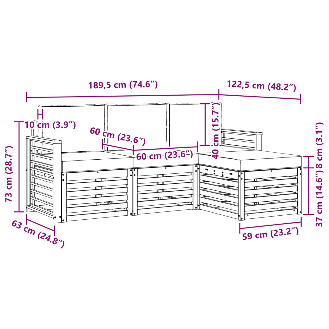 Udendørs sofagruppe 4 pcs Hvid og antracit