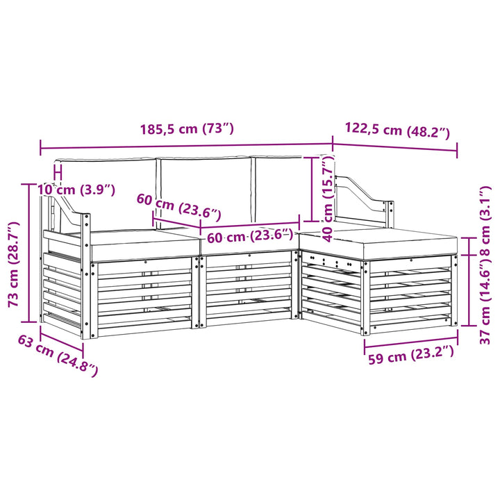 Udendørs sofagruppe 4 pcs Hvid og cremefarvet