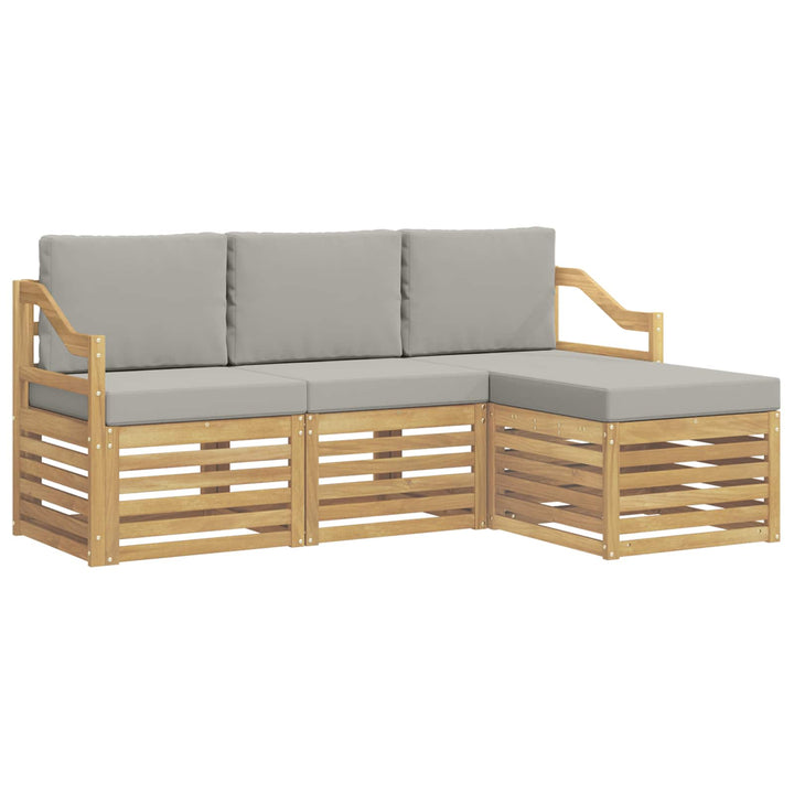 Udendørs sofagruppe 4 pcs Hvid og lysegrå 185,5 x 122,5 x 73 cm