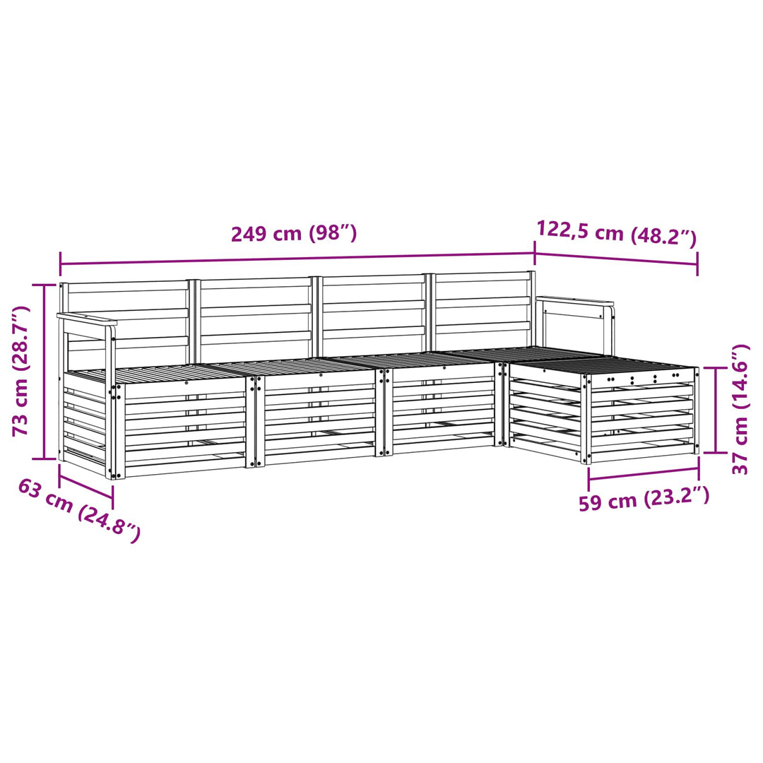 Udendørs sofagruppe 5 pcs Hvid 249 x 122,5 x 73 cm