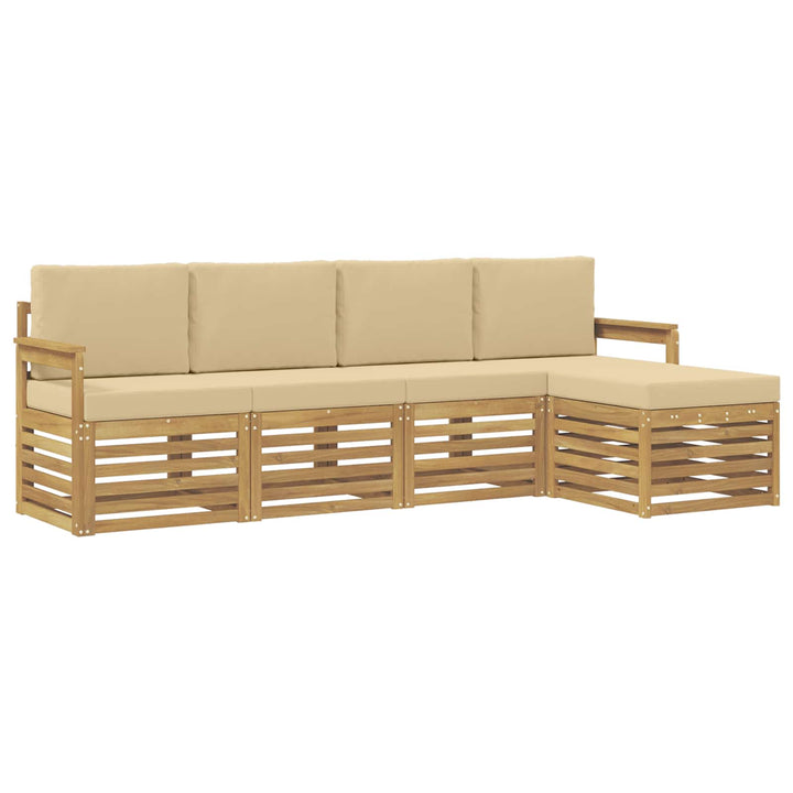 Udendørs sofagruppe 5 pcs Hvid og Beige 249 x 122,5 x 73 cm