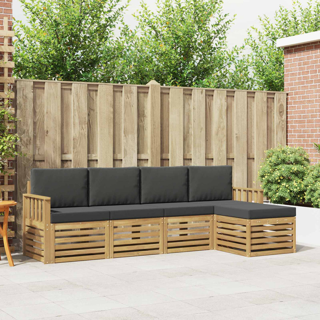Udendørs sofagruppe 5 pcs Hvid og antracit 249 x 122,5 x 73 cm