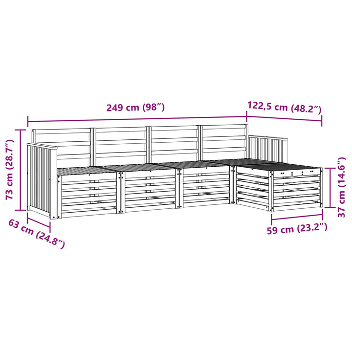 Udendørs sofagruppe 5 pcs Hvid 249 x 122,5 x 73 cm