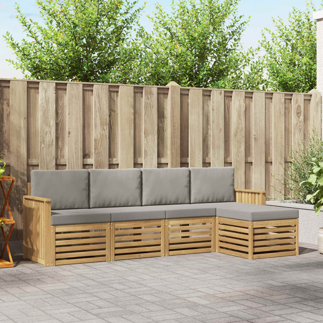 Udendørs sofagruppe 5 pcs Hvid og lysegrå 249 x 122,5 x 73 cm