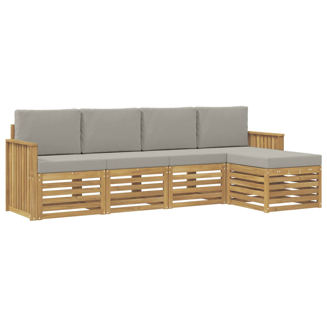 Udendørs sofagruppe 5 pcs Hvid og lysegrå 249 x 122,5 x 73 cm