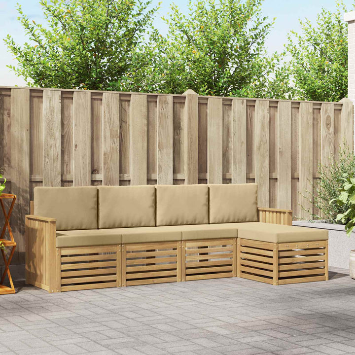 Udendørs sofagruppe 5 pcs Hvid og Beige 249 x 122,5 x 73 cm