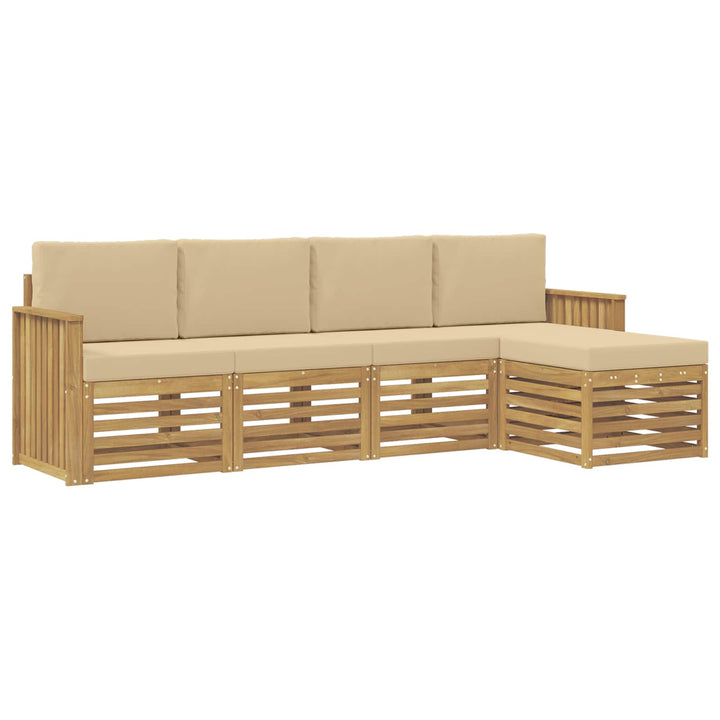 Udendørs sofagruppe 5 pcs Hvid og Beige 249 x 122,5 x 73 cm