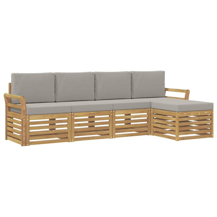 Udendørs sofagruppe 5 pcs Hvid og lysegrå 253 x 122,5 x 73 cm