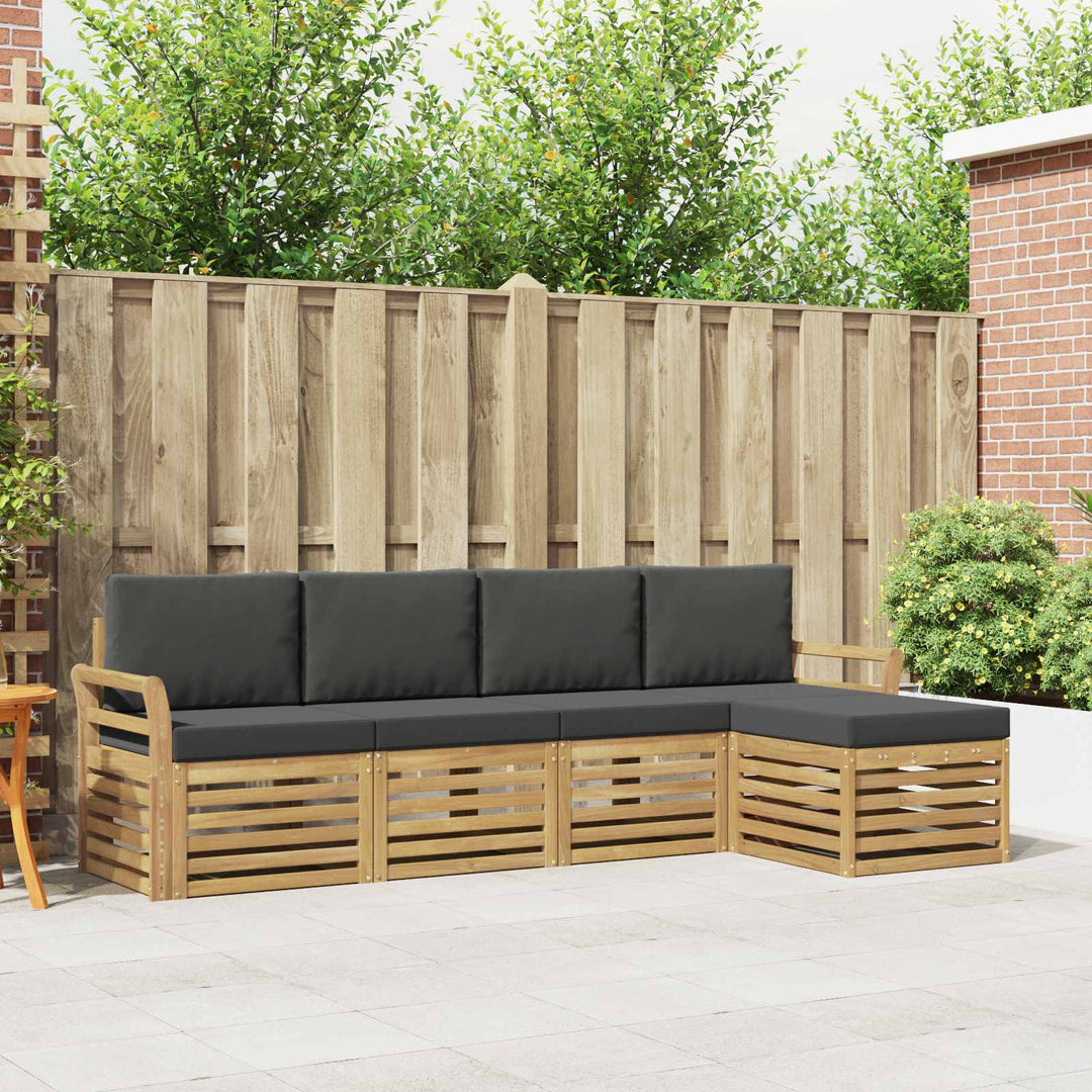 Udendørs sofagruppe 5 pcs Hvid og antracit 253 x 122,5 x 73 cm