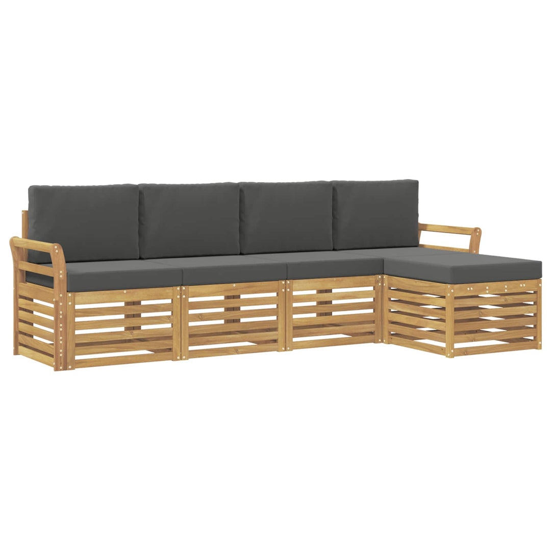Udendørs sofagruppe 5 pcs Hvid og antracit 253 x 122,5 x 73 cm