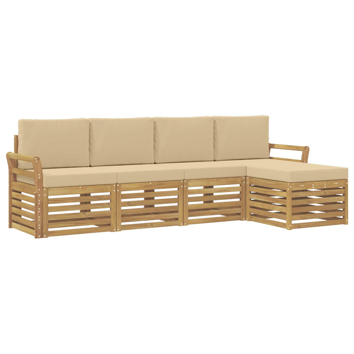 Udendørs sofagruppe 5 pcs Hvid og Beige 253 x 122,5 x 73 cm