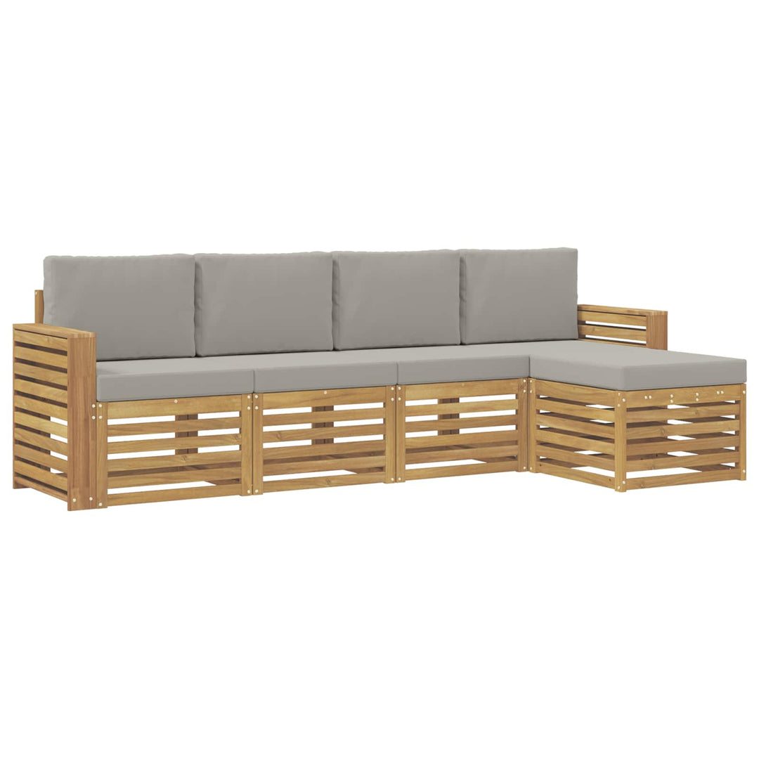 Udendørs sofagruppe 5 pcs Hvid og lysegrå 257 x 122,5 x 73 cm