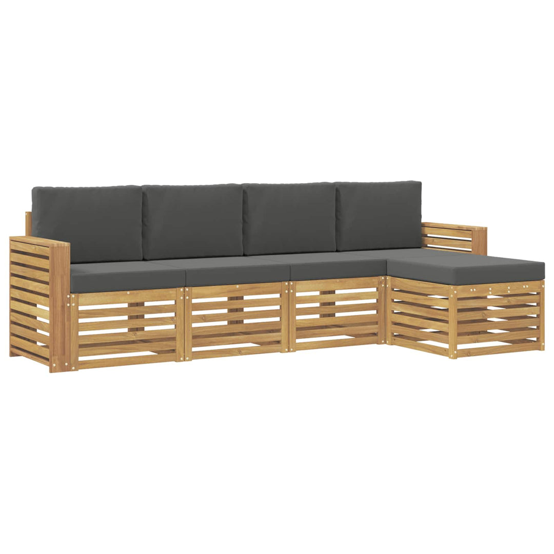 Udendørs sofagruppe 5 pcs Hvid og antracit 257 x 122,5 x 73 cm