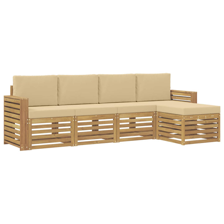 Udendørs sofagruppe 5 pcs Hvid og Beige 257 x 122,5 x 73 cm