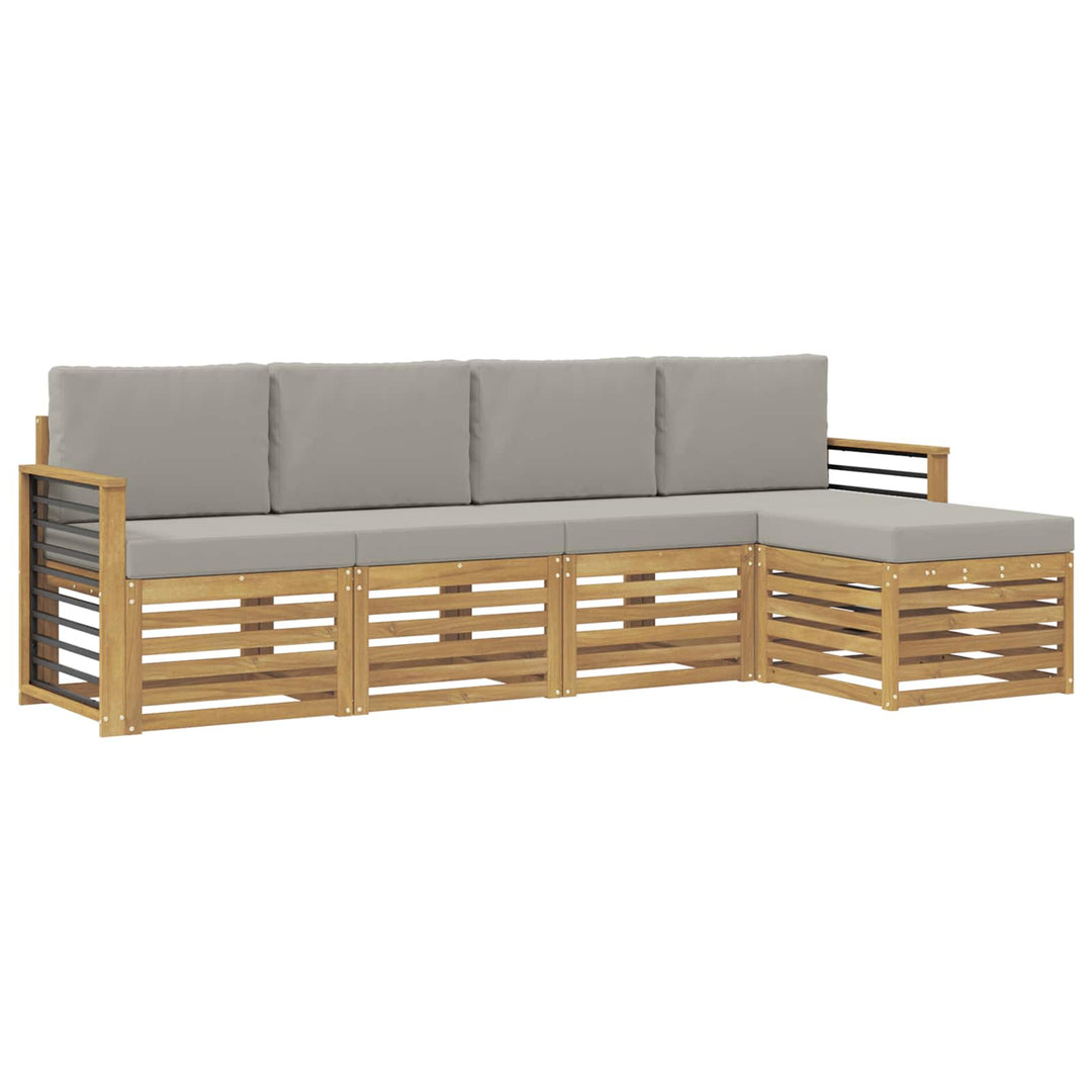 Udendørs sofagruppe 5 pcs Hvid og lysegrå 249 x 122,5 x 73 cm