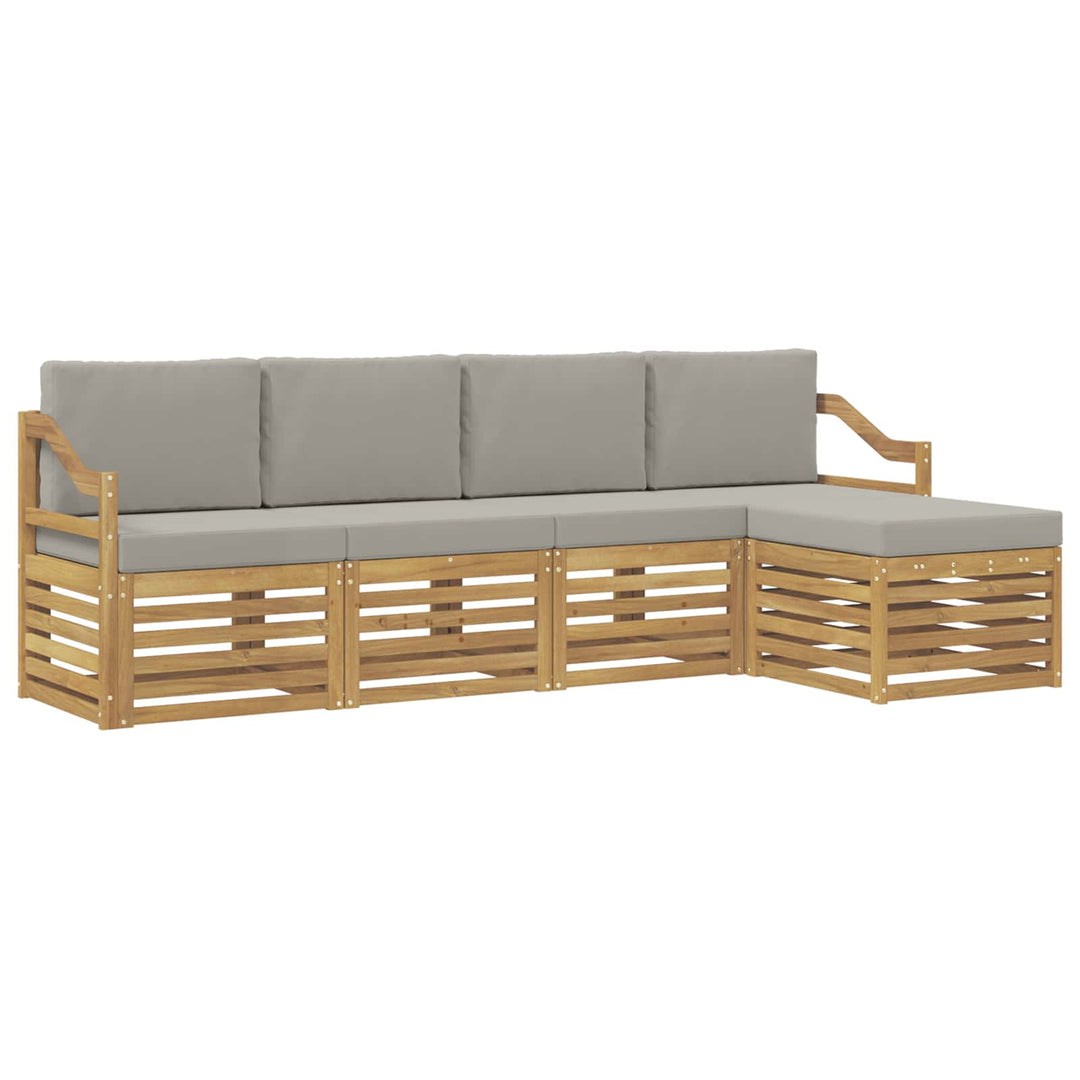 Udendørs sofagruppe 5 pcs Hvid og lysegrå 245 x 122,5 x 73 cm