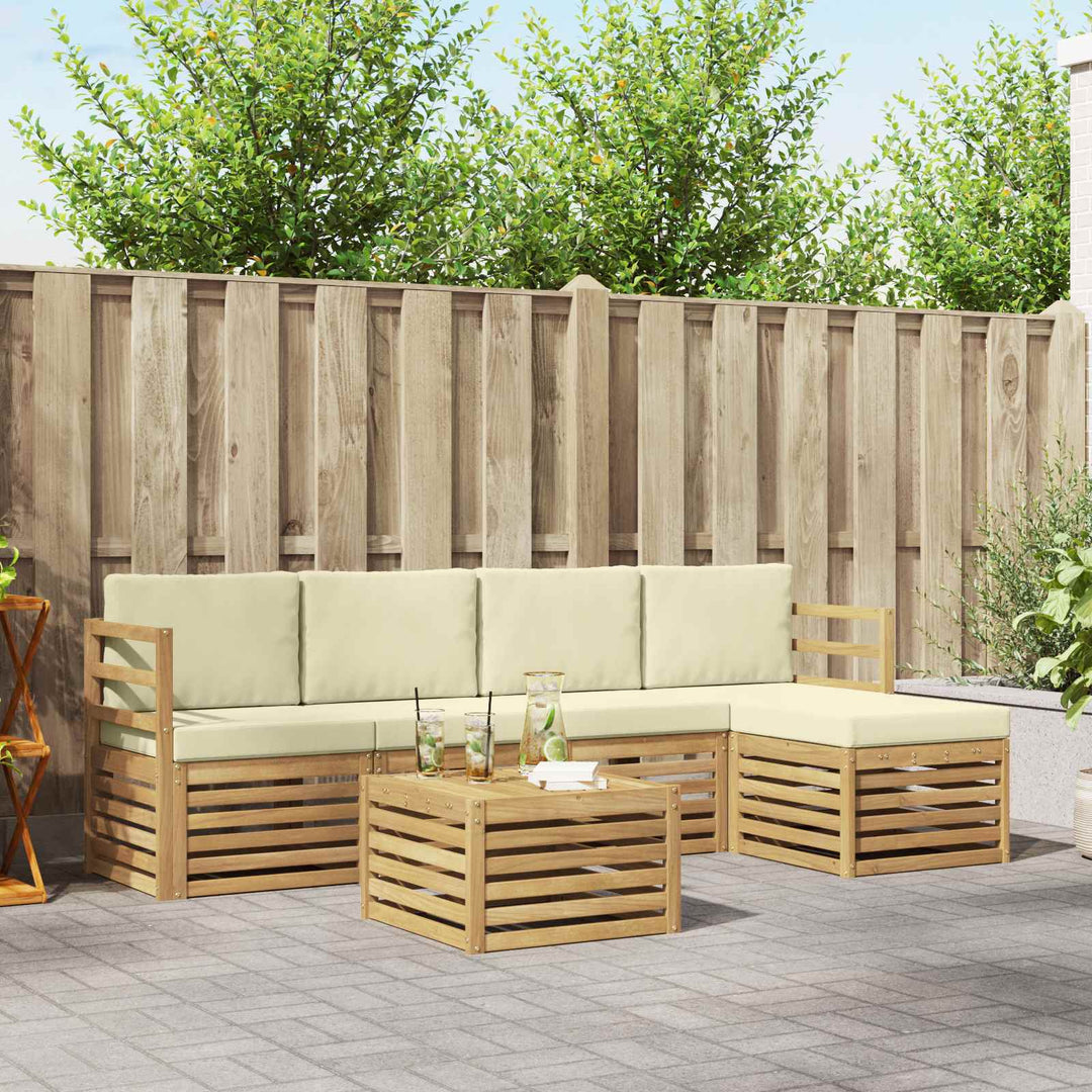 Udendørs sofagruppe 6 pcs Hvid og cremefarvet 59 x 59 x 37 cm