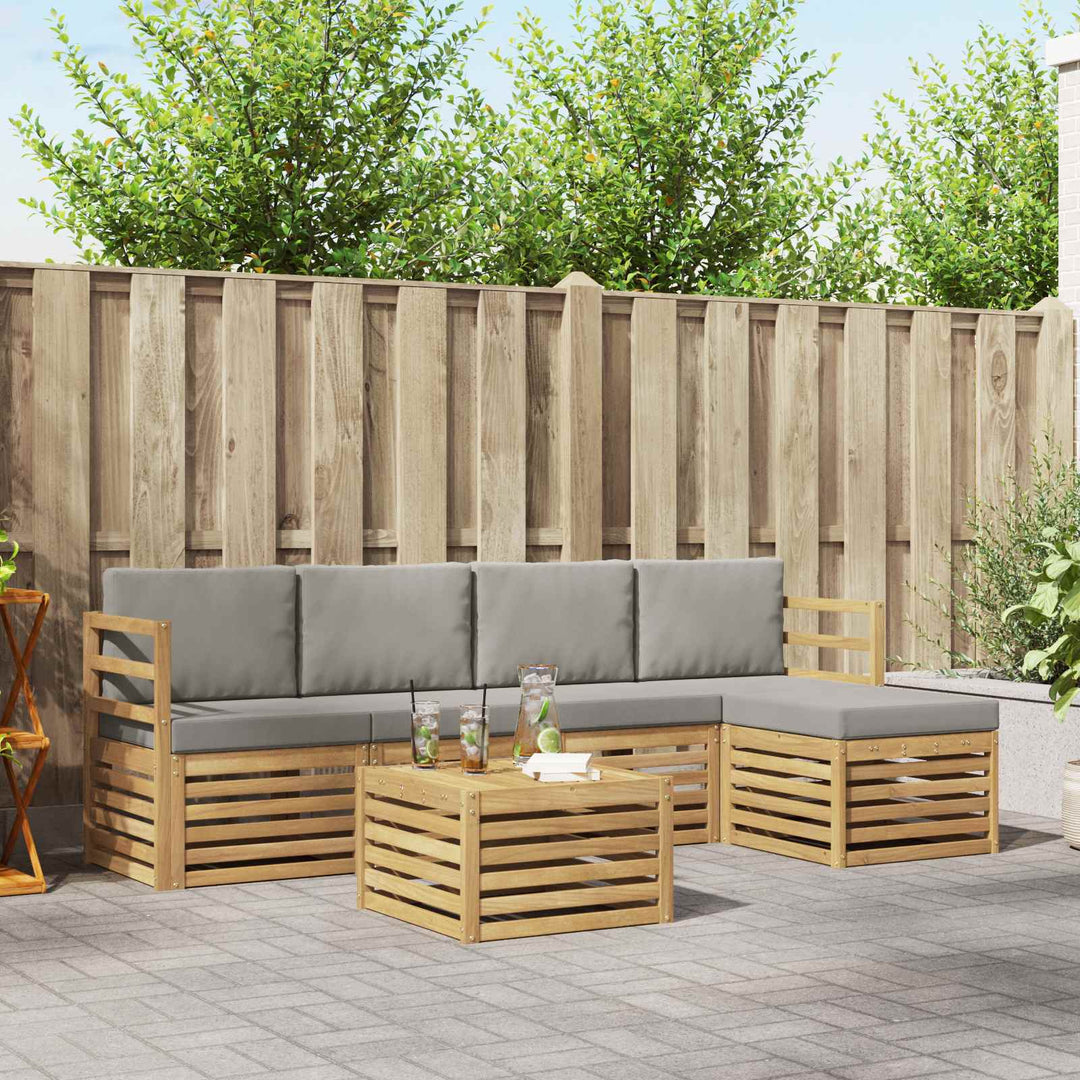 Udendørs sofagruppe 6 pcs Hvid og lysegrå 59 x 59 x 37 cm