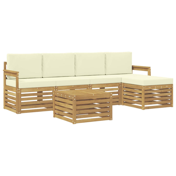 Udendørs sofagruppe 6 pcs Hvid og cremefarvet 59 x 59 x 37 cm