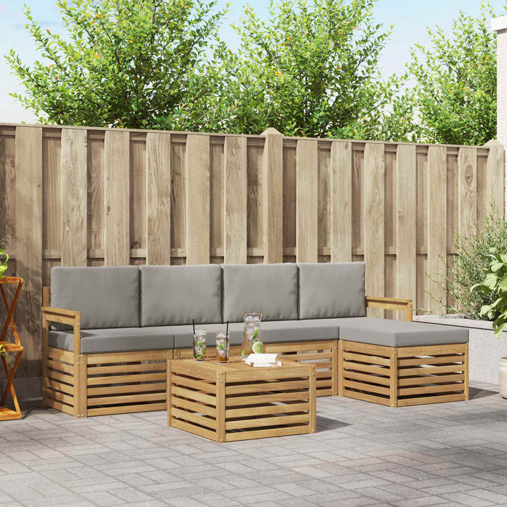 Udendørs sofagruppe 6 pcs Hvid og lysegrå 59 x 59 x 37 cm
