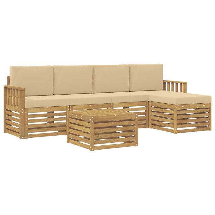 Udendørs sofagruppe 6 pcs Hvid og Beige 59 x 59 x 37 cm
