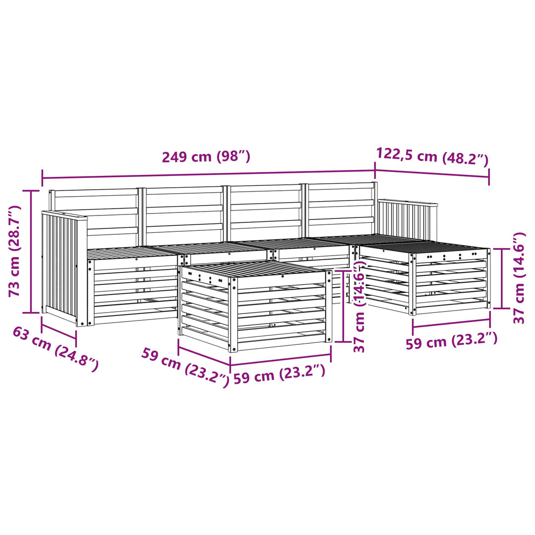 Udendørs sofagruppe 6 pcs Hvid 59 x 59 x 37 cm