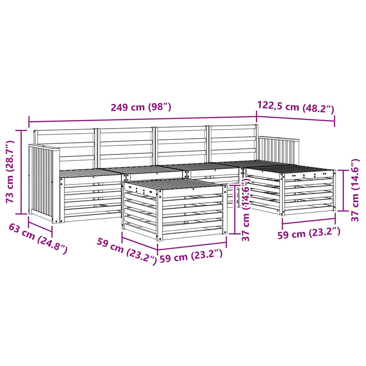 Udendørs sofagruppe 6 pcs Hvid 59 x 59 x 37 cm