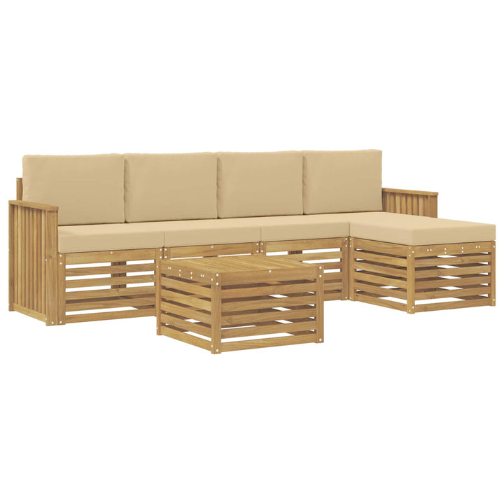 Udendørs sofagruppe 6 pcs Hvid og Beige 59 x 59 x 37 cm
