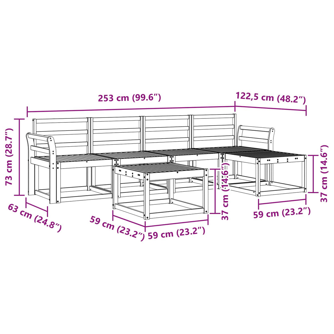 Udendørs sofagruppe 6 pcs Hvid 59 x 59 x 37 cm