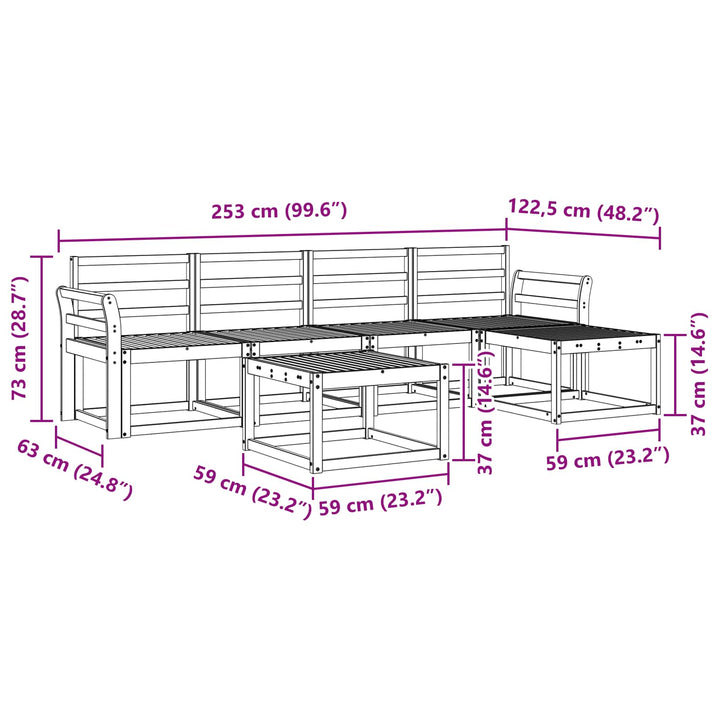 Udendørs sofagruppe 6 pcs Hvid 59 x 59 x 37 cm