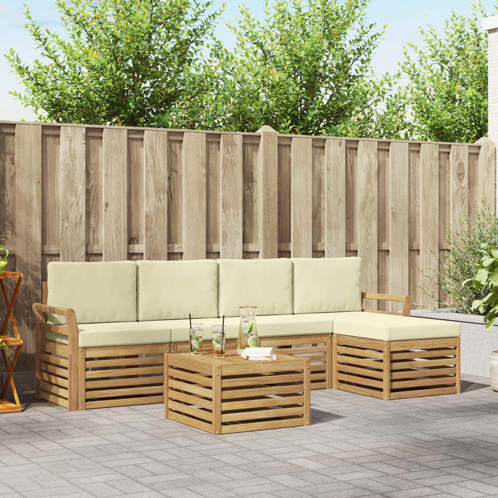 Udendørs sofagruppe 6 pcs Hvid og cremefarvet 59 x 59 x 37 cm