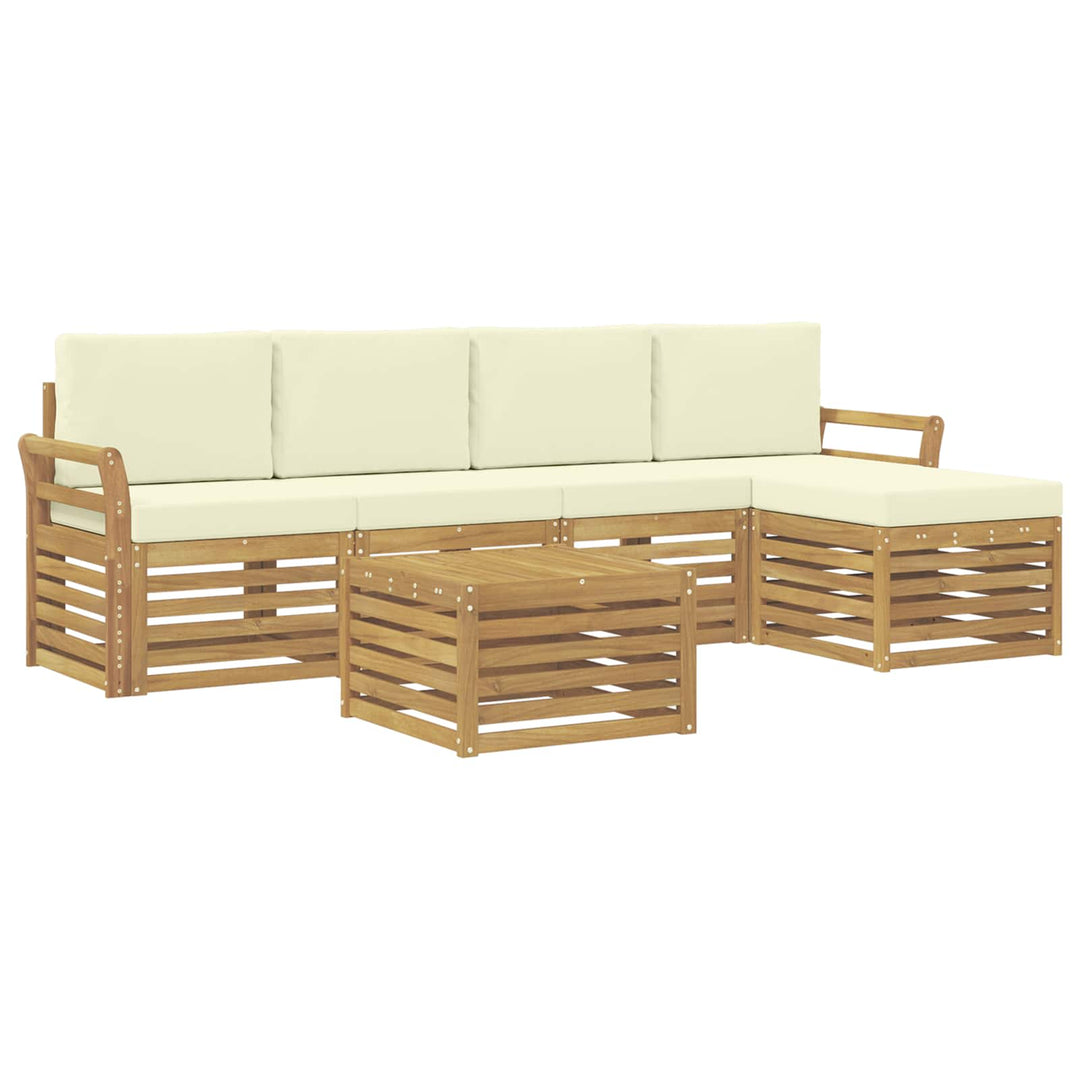 Udendørs sofagruppe 6 pcs Hvid og cremefarvet 59 x 59 x 37 cm