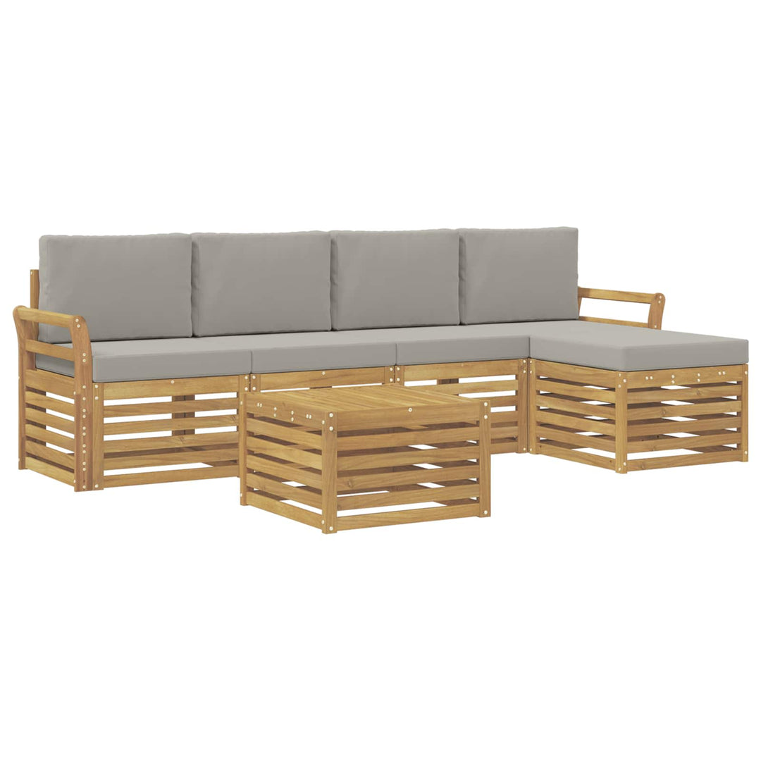Udendørs sofagruppe 6 pcs Hvid og lysegrå 59 x 59 x 37 cm