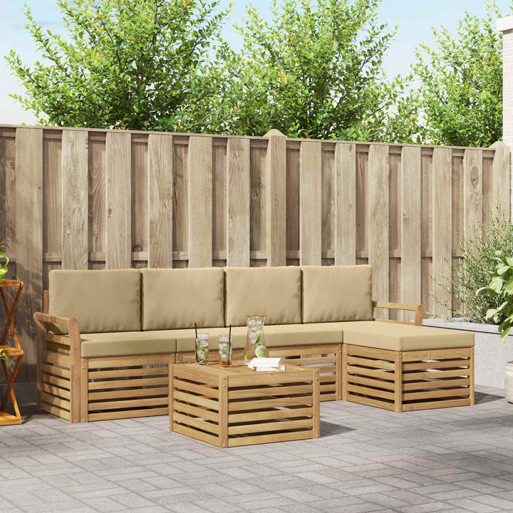Udendørs sofagruppe 6 pcs Hvid og Beige 59 x 59 x 37 cm