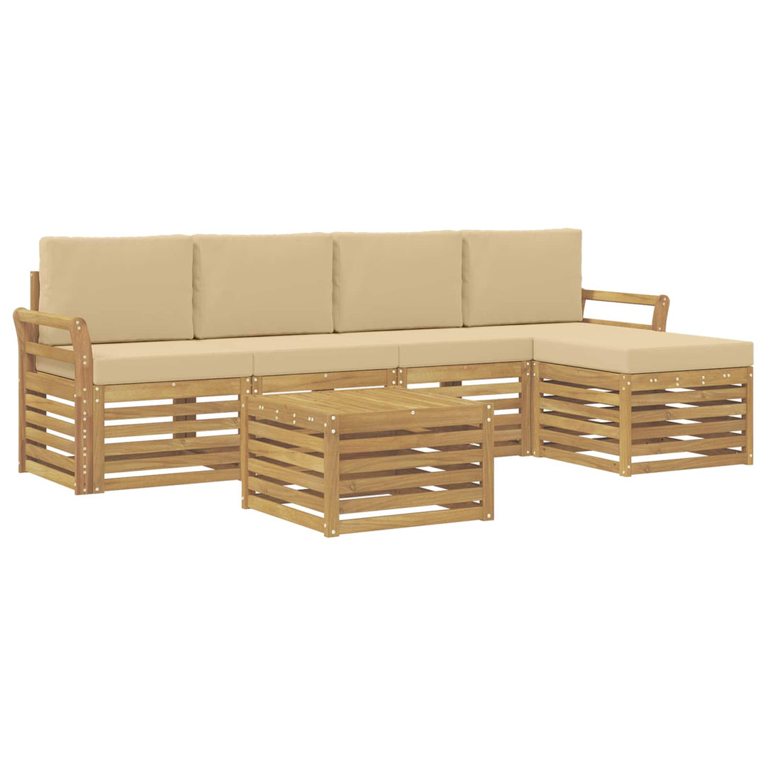 Udendørs sofagruppe 6 pcs Hvid og Beige 59 x 59 x 37 cm