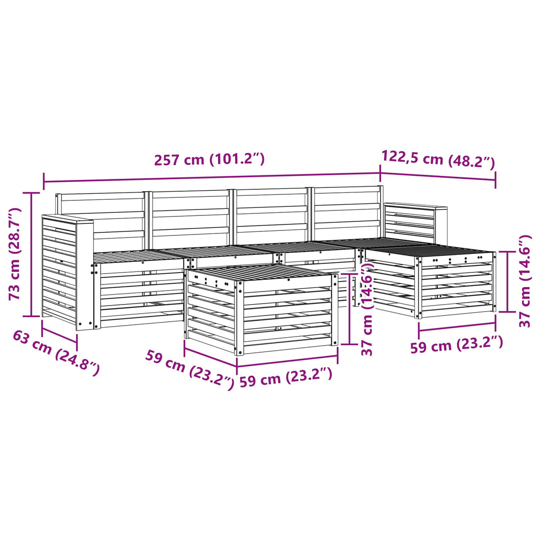 Udendørs sofagruppe 6 pcs Hvid 59 x 59 x 37 cm