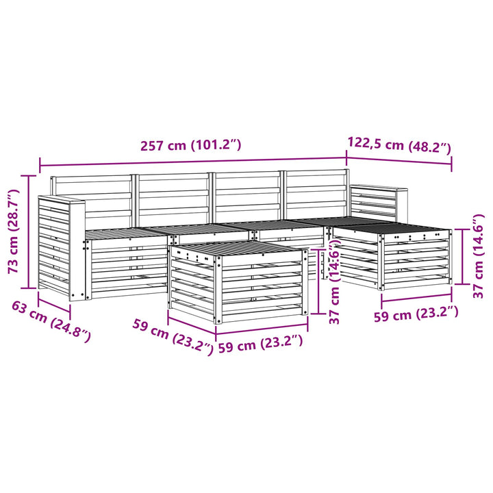 Udendørs sofagruppe 6 pcs Hvid 59 x 59 x 37 cm