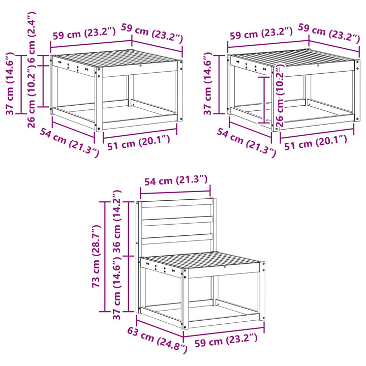 Udendørs sofagruppe 6 pcs Hvid 59 x 59 x 37 cm