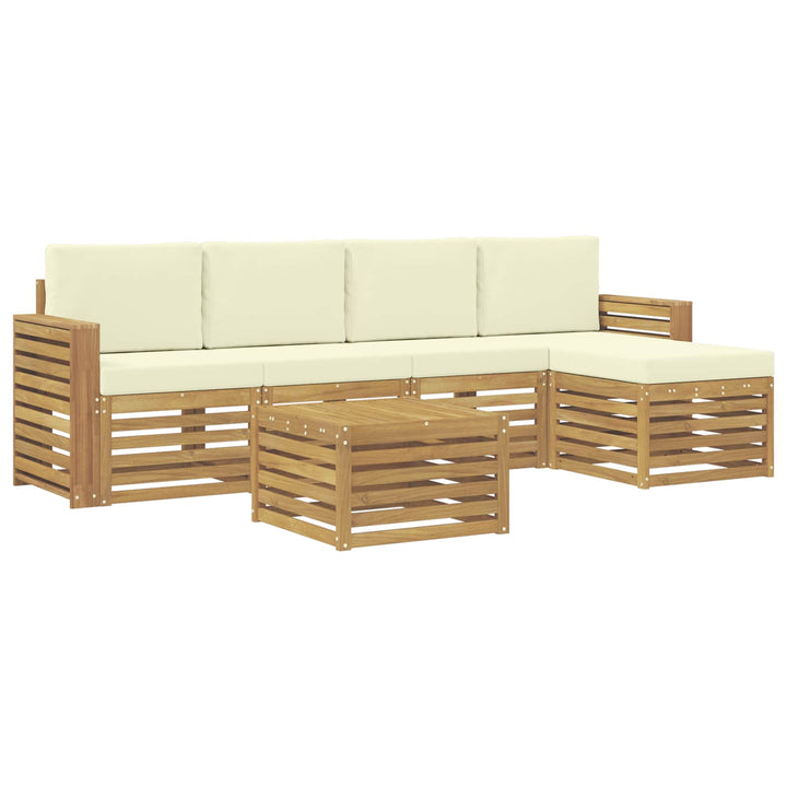 Udendørs sofagruppe 6 pcs Hvid og cremefarvet 59 x 59 x 37 cm