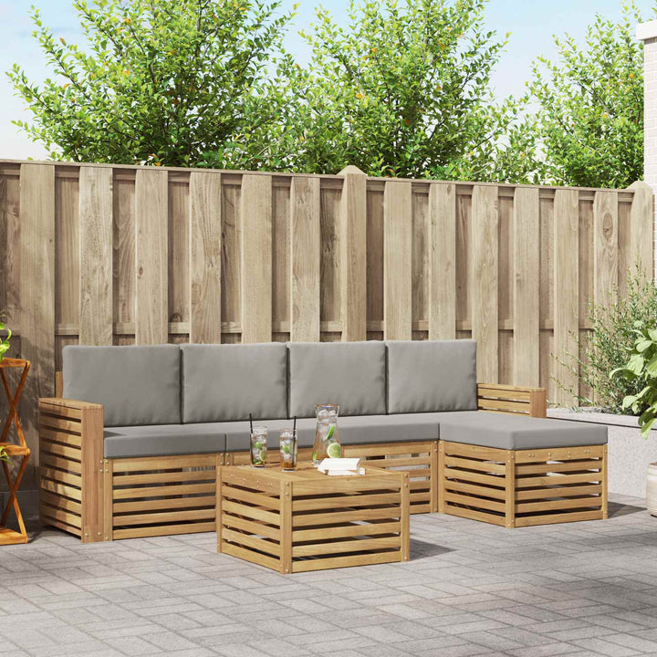 Udendørs sofagruppe 6 pcs Hvid og lysegrå 59 x 59 x 37 cm