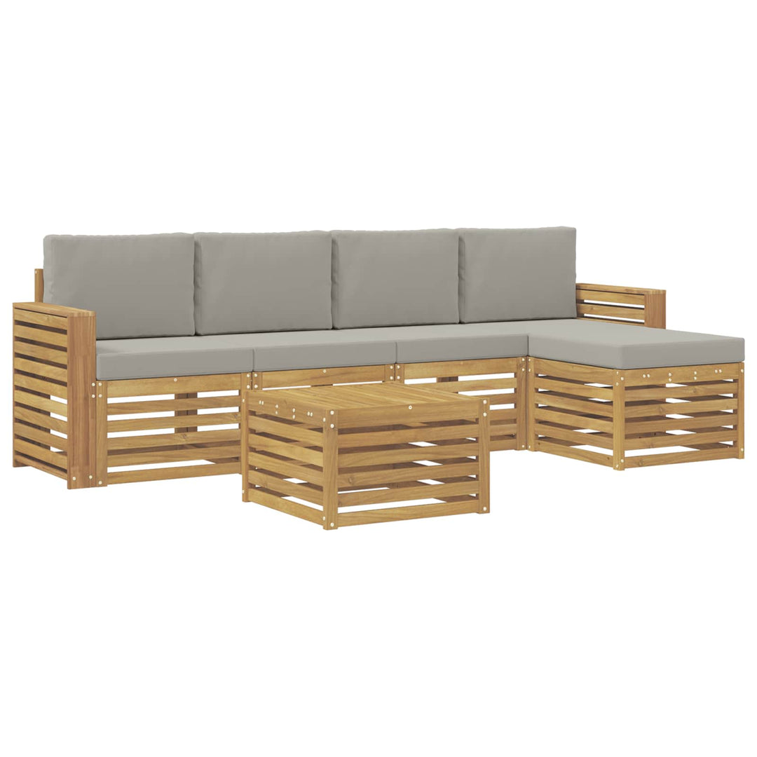 Udendørs sofagruppe 6 pcs Hvid og lysegrå 59 x 59 x 37 cm