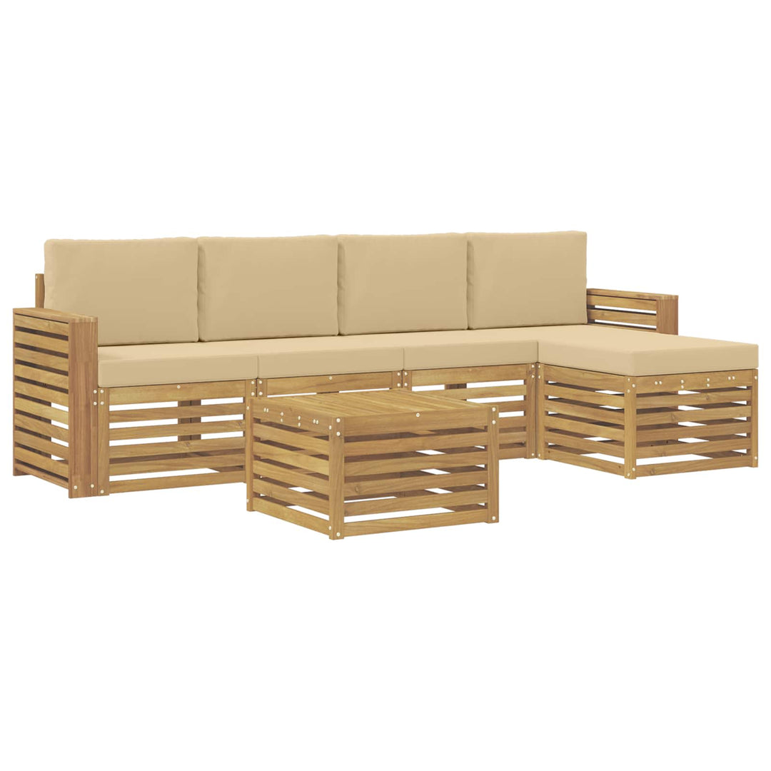 Udendørs sofagruppe 6 pcs Hvid og Beige 59 x 59 x 37 cm