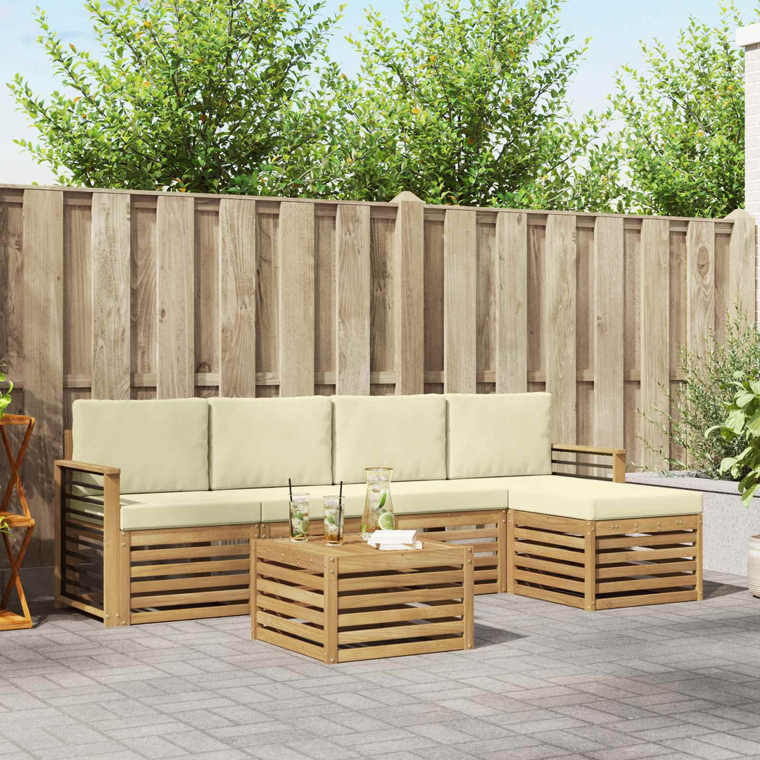 Udendørs sofagruppe 6 pcs Hvid og cremefarvet 59 x 59 x 37 cm