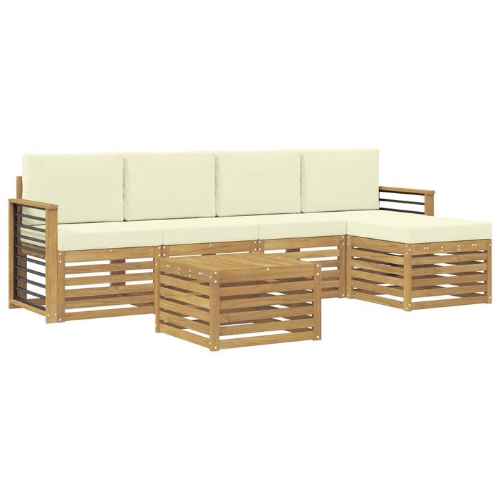 Udendørs sofagruppe 6 pcs Hvid og cremefarvet 59 x 59 x 37 cm