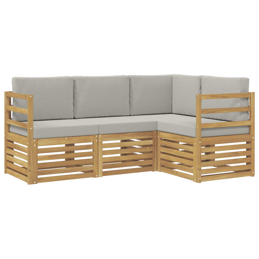 Sofasæt 4 pcs Hvid og lysegrå 185,5 x 126,5 x 73 cm Polyester